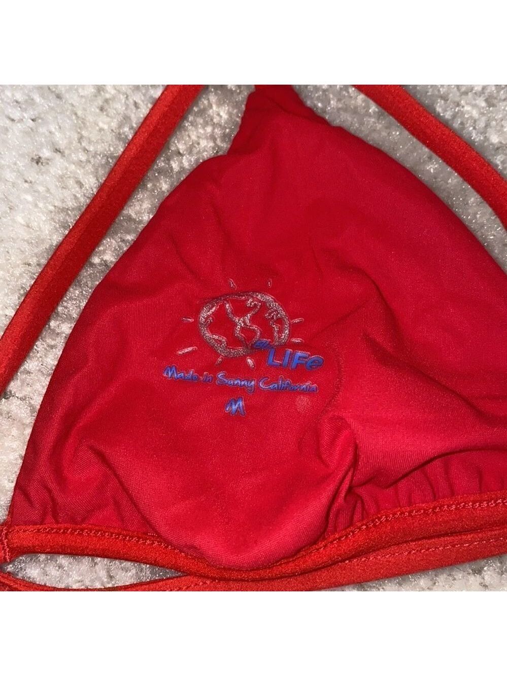 Blue Life Triangle Bikini Top Red Adjustable T-Strap - Picture 5 of 8